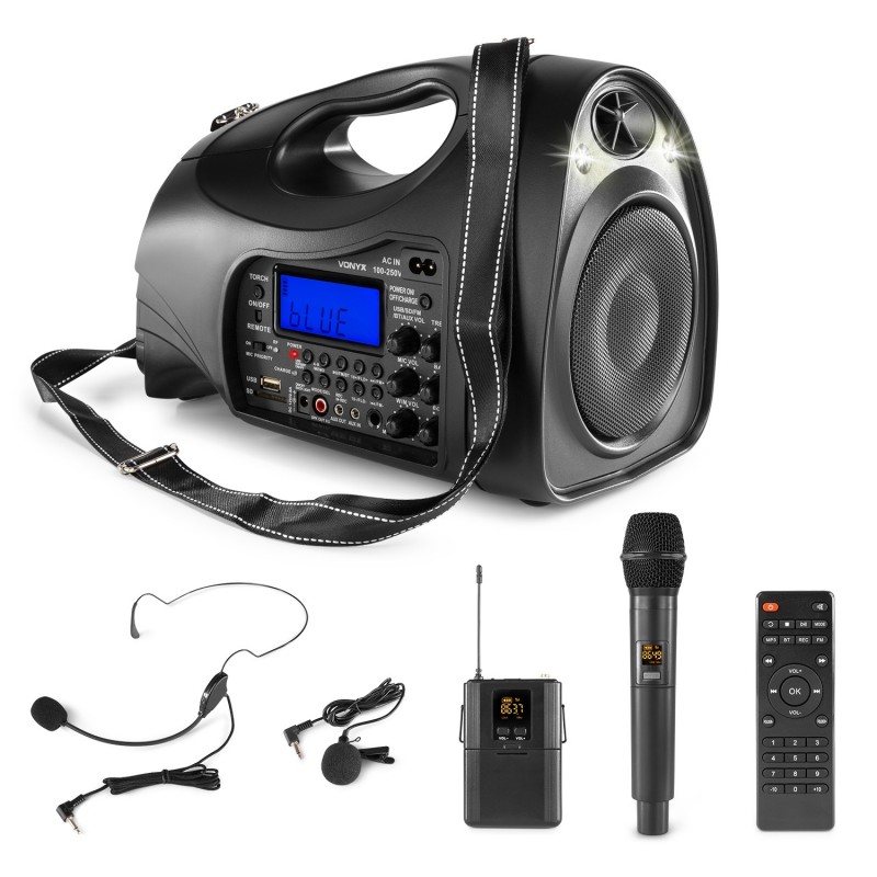 Vonyx MEG040 - Megafono de Potencia 40W con Microfono de Mano, Grabacion y  Sirena - 952.007