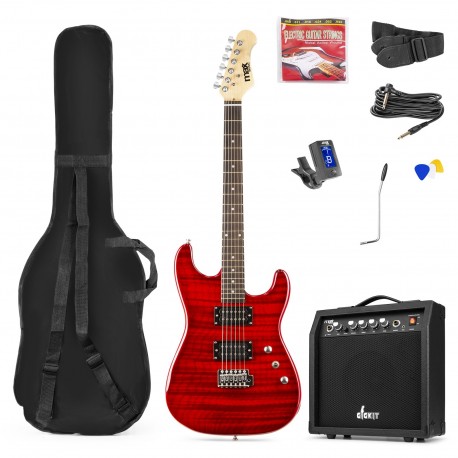 Gigkit Conjunto guitarra eléctrica estilo acolchado color rojo